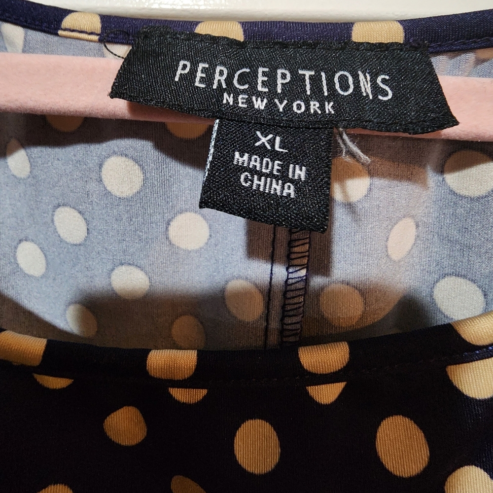 Perceptions XL Navy and Cream Polka Dot Midi Dress - Picture 3 of 6